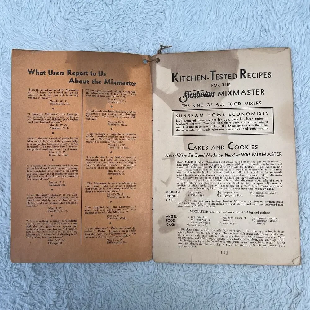 Mixmaster Kitchen Tested Recipes Vintage 1933 Sunbeam Georgia Power Company
